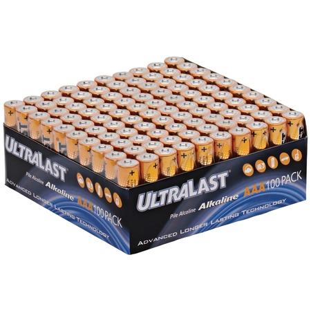 Ultralast AAA Alkaline Battery, 100 PK ULA100AAAB
